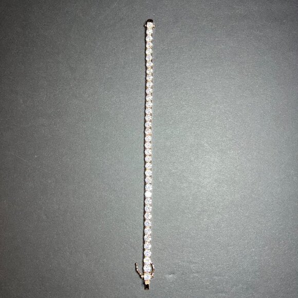 JCM CZ Cubic Zirconia Rose Gold Tone Elegant Tennis Bracelet 8" - Picture 4 of 6